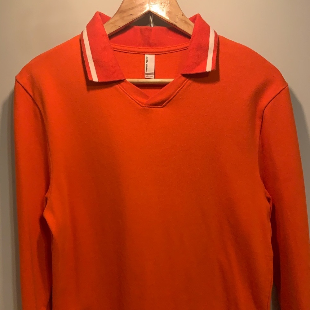 American Apparel blood orange long sleeve polo